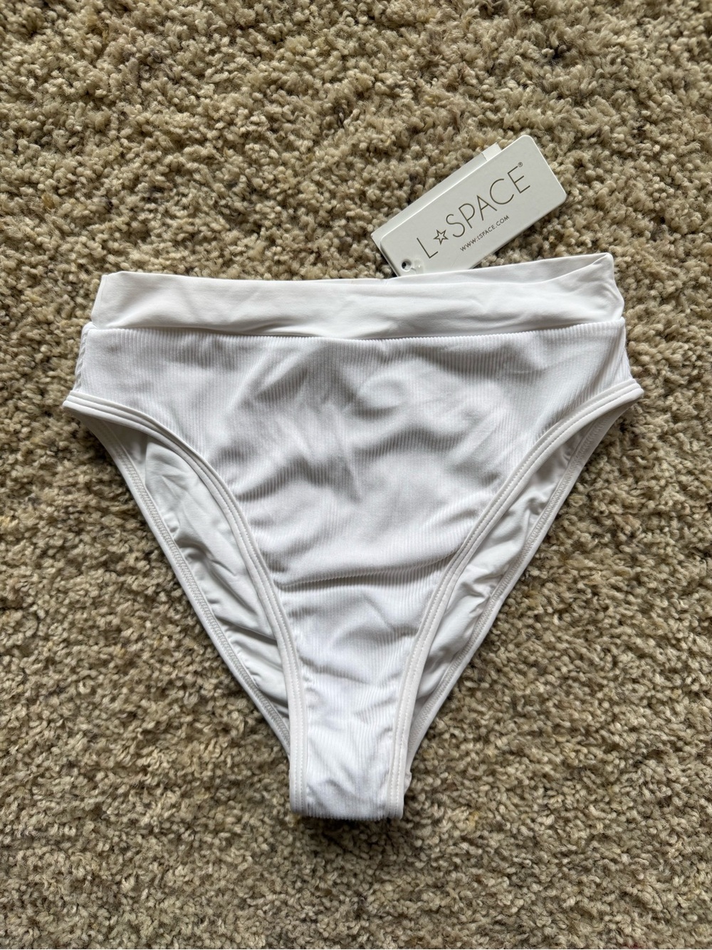 NEW L*SPACE frenchi bottom bitsy women’s bikini small white ribbed summer basic